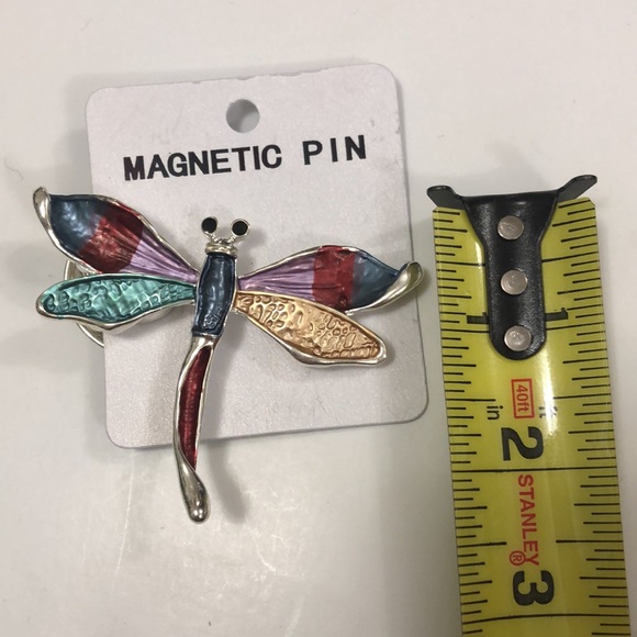Dragonfly Pin Magnetic Multicolour Silver colour magnets Excellent Like New - Picture 4 of 6